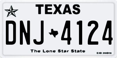 TX license plate DNJ4124