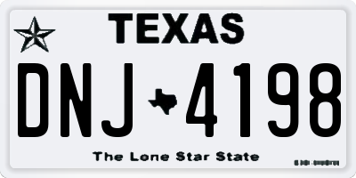 TX license plate DNJ4198