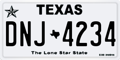 TX license plate DNJ4234