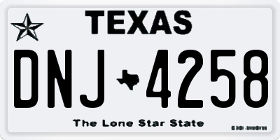 TX license plate DNJ4258