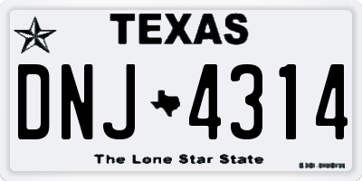 TX license plate DNJ4314