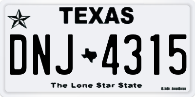 TX license plate DNJ4315