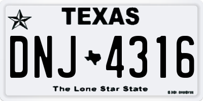 TX license plate DNJ4316
