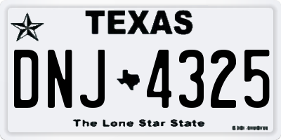 TX license plate DNJ4325
