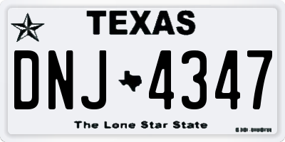 TX license plate DNJ4347