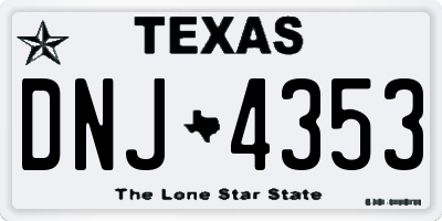 TX license plate DNJ4353
