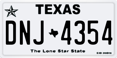 TX license plate DNJ4354