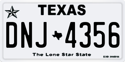 TX license plate DNJ4356