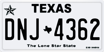 TX license plate DNJ4362