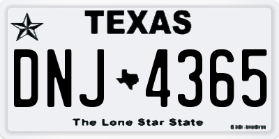 TX license plate DNJ4365