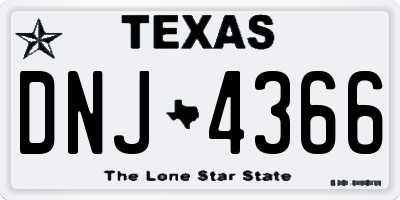 TX license plate DNJ4366