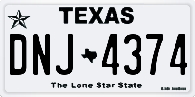 TX license plate DNJ4374