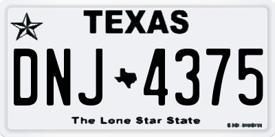 TX license plate DNJ4375