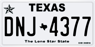 TX license plate DNJ4377