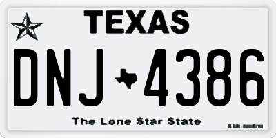 TX license plate DNJ4386