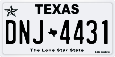 TX license plate DNJ4431