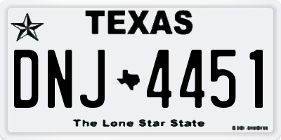 TX license plate DNJ4451