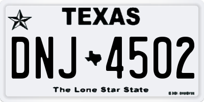 TX license plate DNJ4502