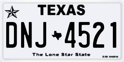 TX license plate DNJ4521