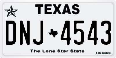 TX license plate DNJ4543