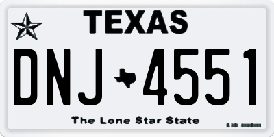 TX license plate DNJ4551