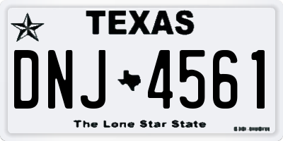 TX license plate DNJ4561