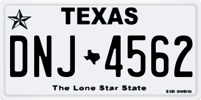 TX license plate DNJ4562