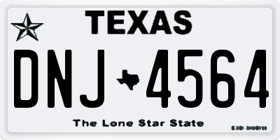 TX license plate DNJ4564