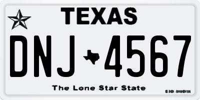 TX license plate DNJ4567