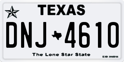 TX license plate DNJ4610