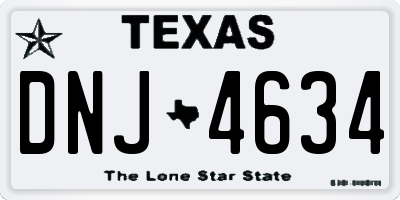 TX license plate DNJ4634