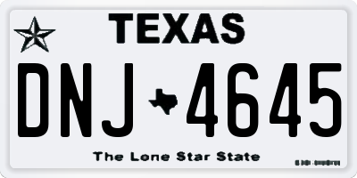 TX license plate DNJ4645