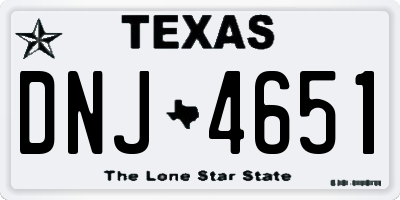 TX license plate DNJ4651