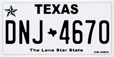 TX license plate DNJ4670