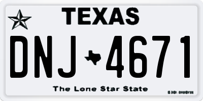 TX license plate DNJ4671