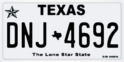 TX license plate DNJ4692