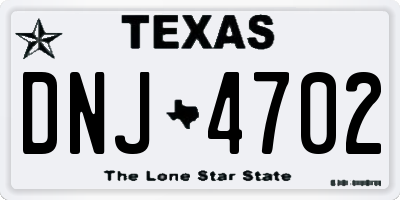 TX license plate DNJ4702