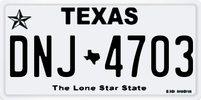 TX license plate DNJ4703
