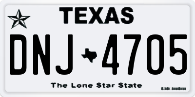 TX license plate DNJ4705