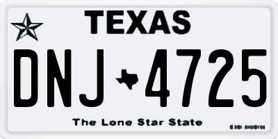TX license plate DNJ4725