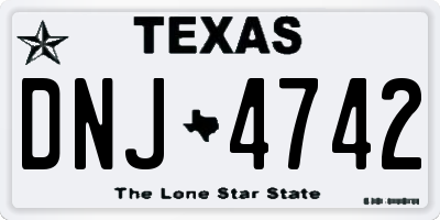 TX license plate DNJ4742