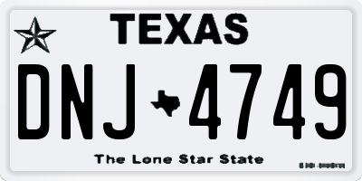 TX license plate DNJ4749
