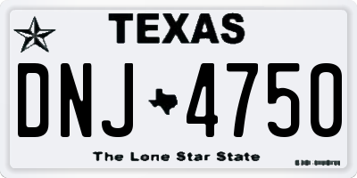 TX license plate DNJ4750
