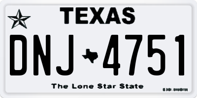 TX license plate DNJ4751