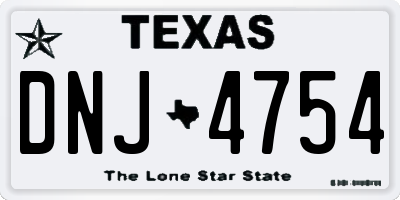 TX license plate DNJ4754