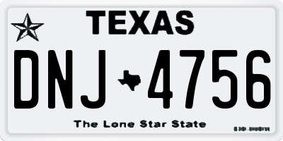 TX license plate DNJ4756