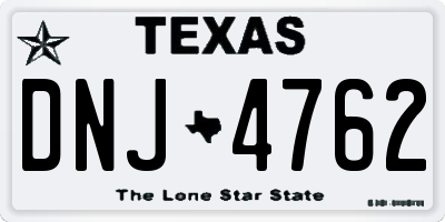 TX license plate DNJ4762