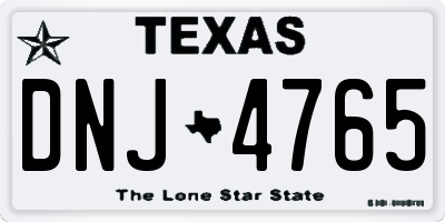 TX license plate DNJ4765