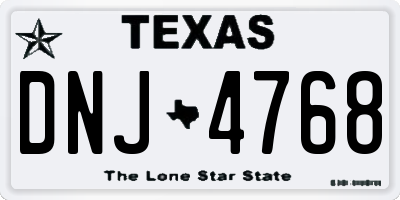 TX license plate DNJ4768