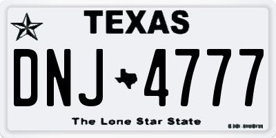TX license plate DNJ4777